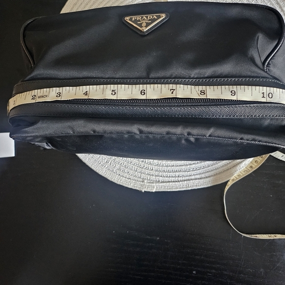 Prada Black Nylon Toiletry Bag with Logo Plaque - Picture 13 of 16